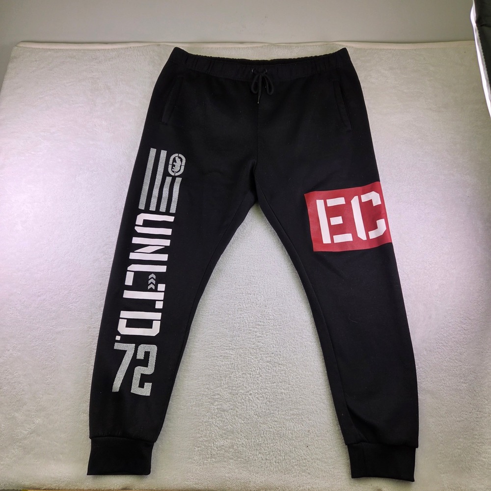 Ecko Unltd Mens Black Graphic Logo Jogger Sweatpants Size 3XL 3855